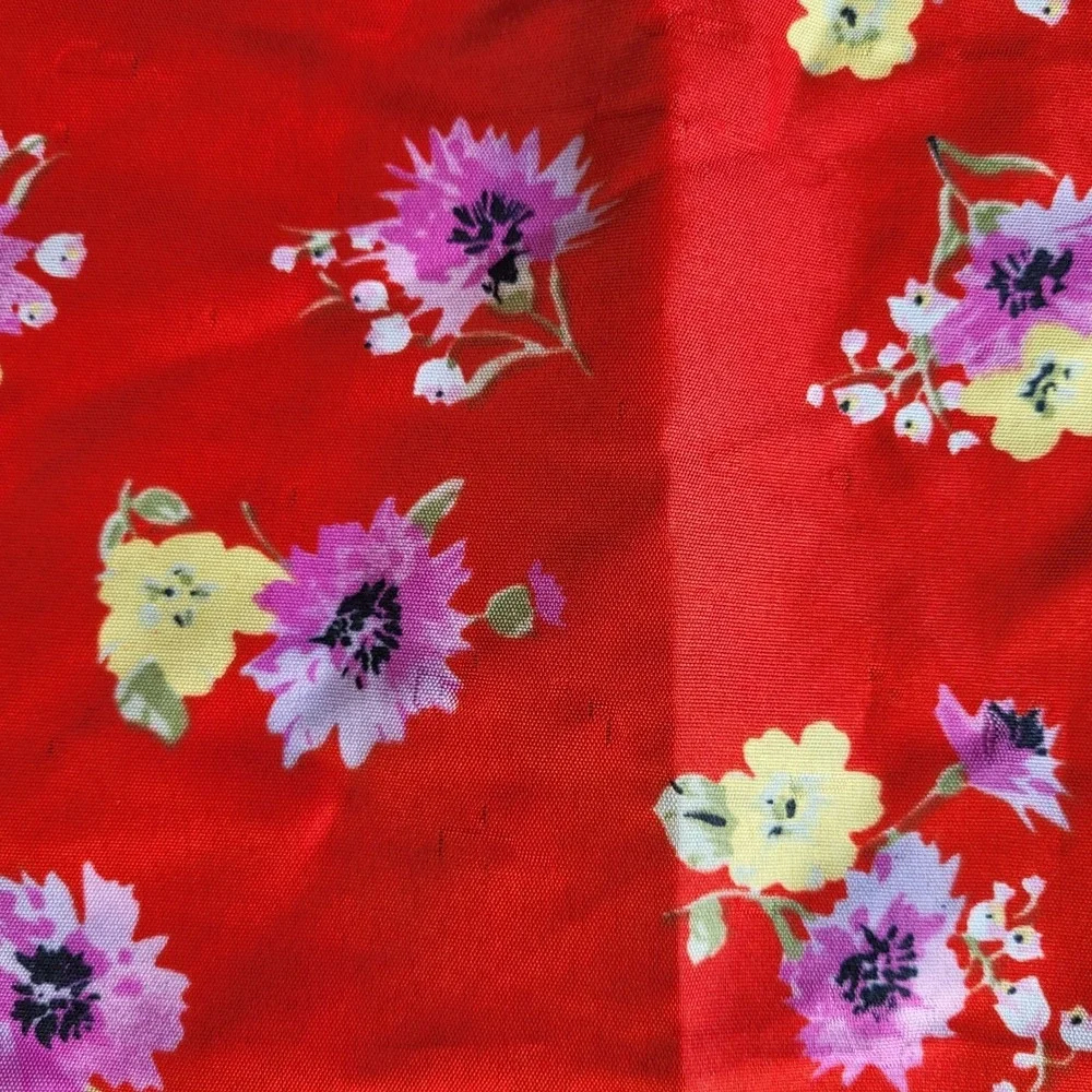 Vintage Glentex Italy Red Floral Square Scarf Neckerchief Striped Border Print